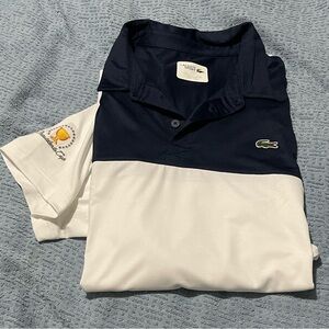 Lacoste Men’s Navy and White Two-Tone Polo with Croc Patch